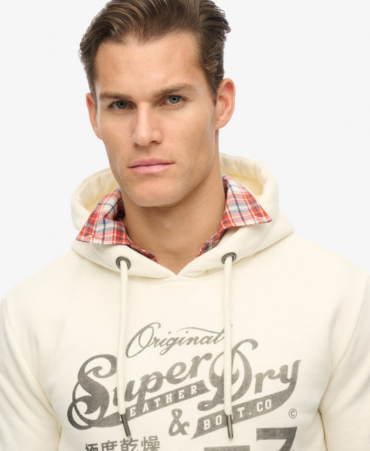 Leather &amp; Boot Co Script Hoodie | Cream