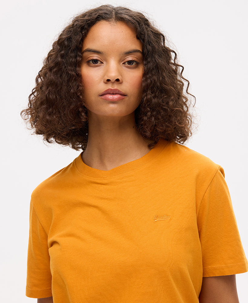 Essential Logo Embroidered Slim Fit Tee | Track Gold