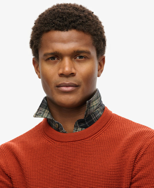 Textured Crew Knit Jumper | Autumnal Orange
