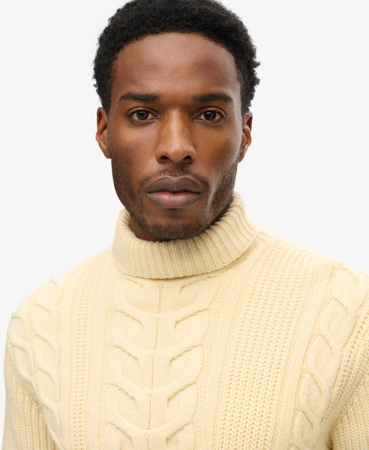 Merchant Cable Roll Neck | Off White