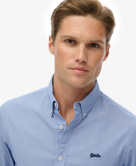 Essentials Tailored Lite Slim Fit Shirt | Micro Ticking Stripe Indigo