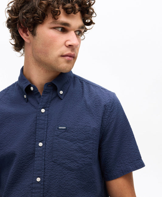 Seersucker Short Sleeve Shirt | Lauren Navy