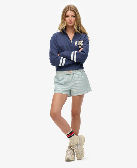 Cotton Stripe Elastic Short | Peppermint Chalk Stripe