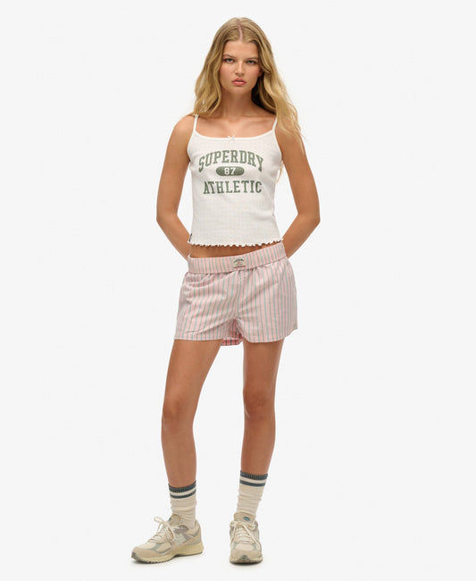 Cotton Stripe Elastic Short | Suffolk Pink Stripe