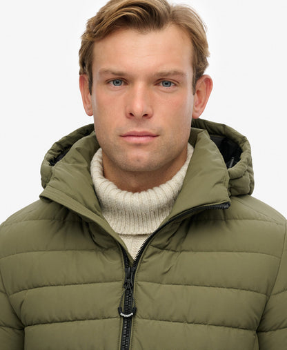 Hooded Fuji Padded Slim Fit Jacket | Shooting Olive