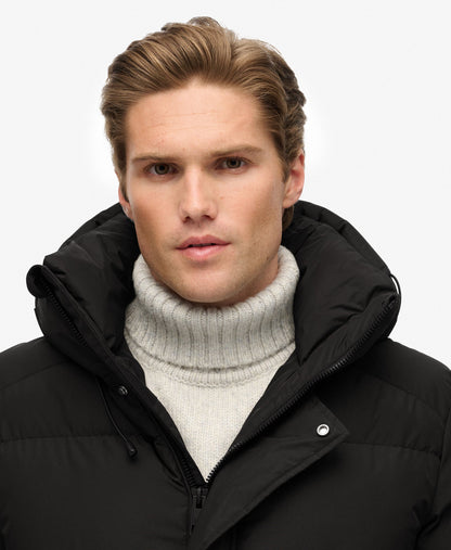 Hooded 5 Baffle Sports Puffer | Black