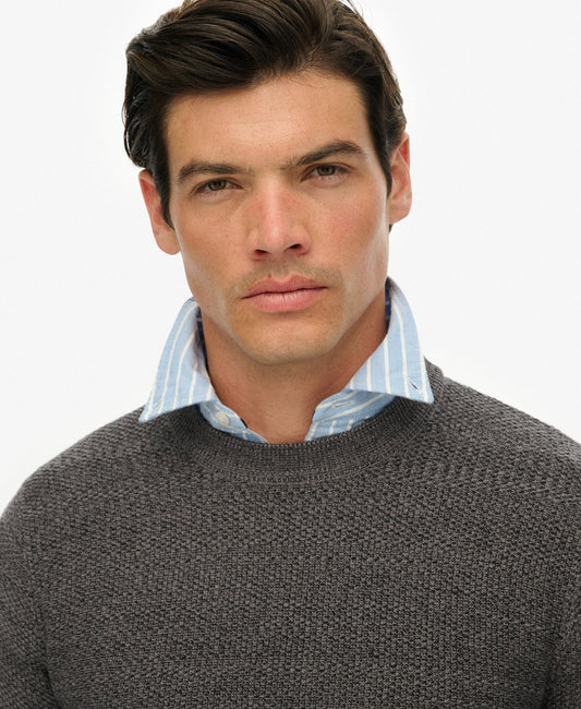 Light Weight Cotton Texture Jumper | Black/Dark Grey