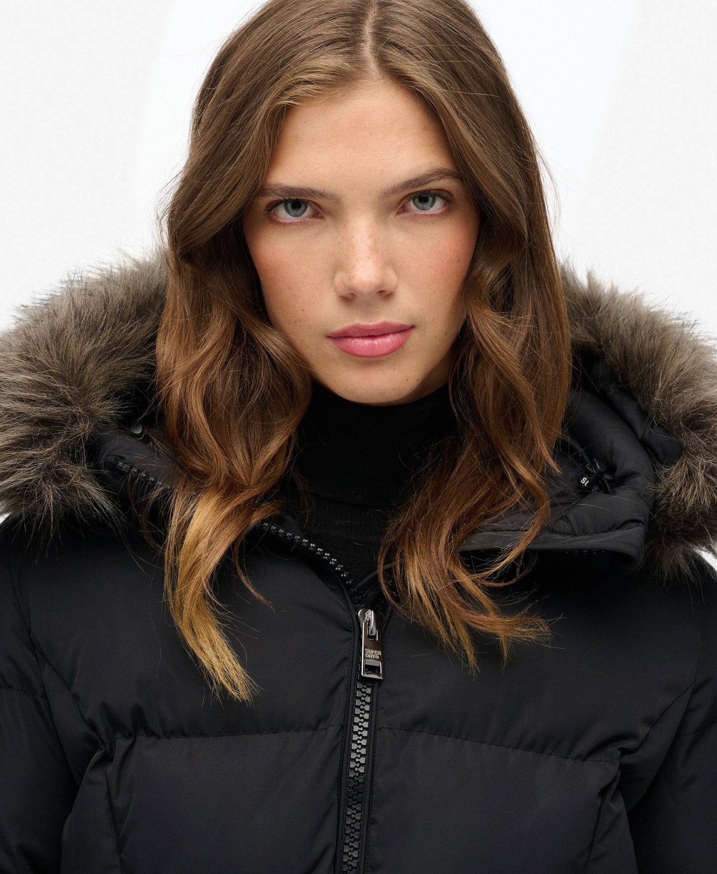 Slim Fit Fuji Belted Puffer | Black