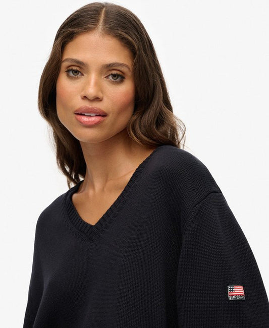 Oversized V Neck Jumper | Black