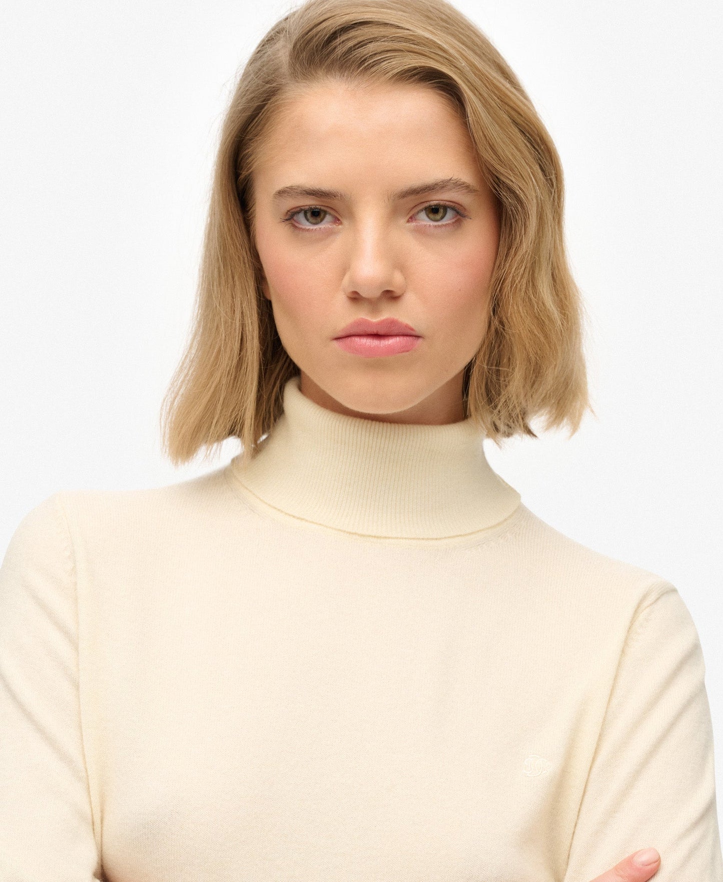 Classic Turtle Neck Slim Fit Jumper | Cream Marle