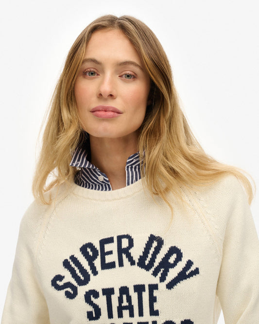 Slouchy Intarsia Graphic Knit | Desert Bone Off White