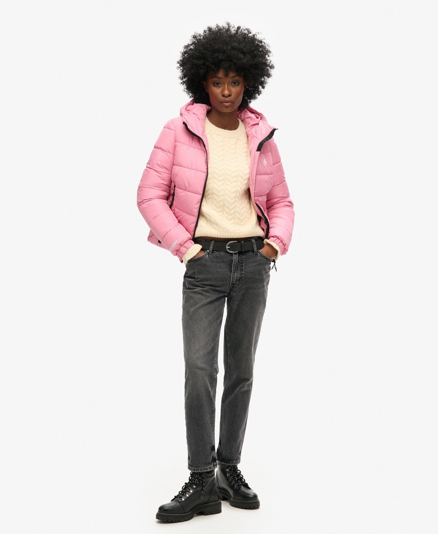 Slim Fit Hooded Spirit Sports Puffer | Montauk Blush