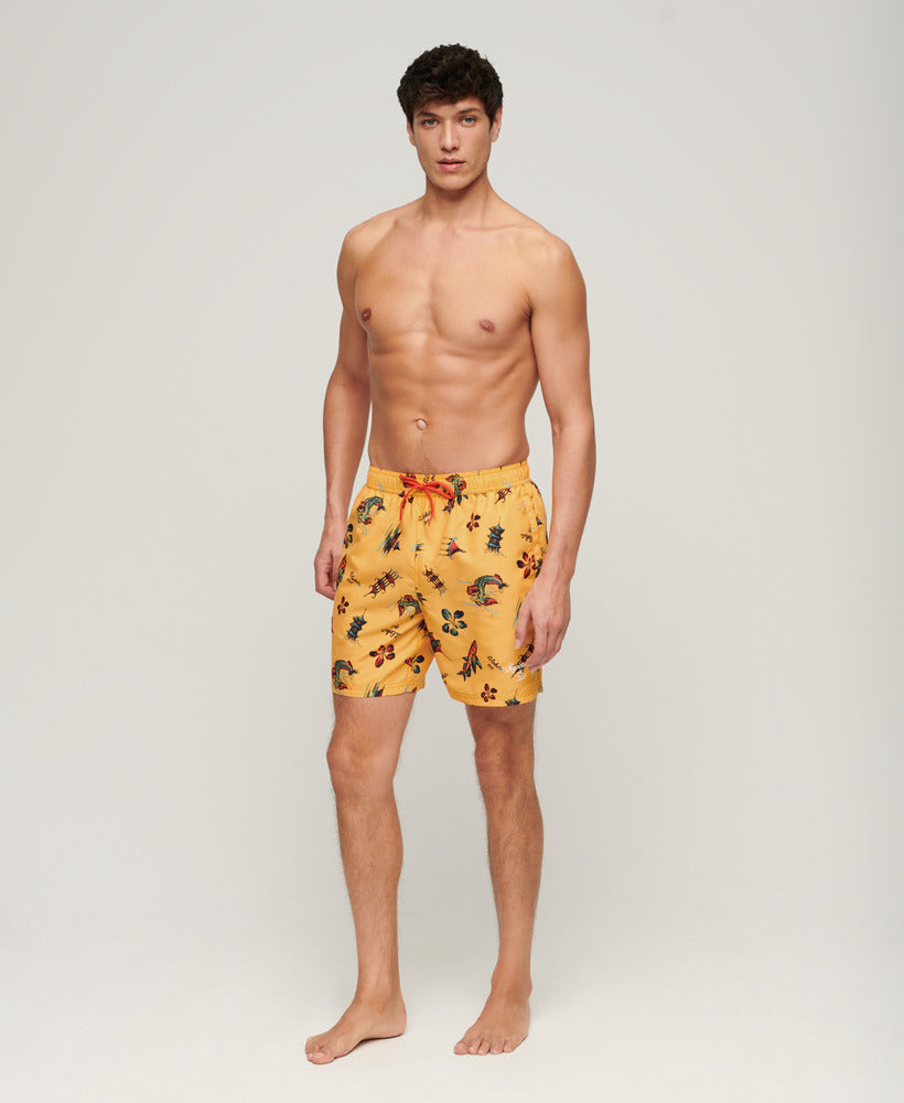 Hawaiian Print Swim Shorts | Aloha Golden Yellow