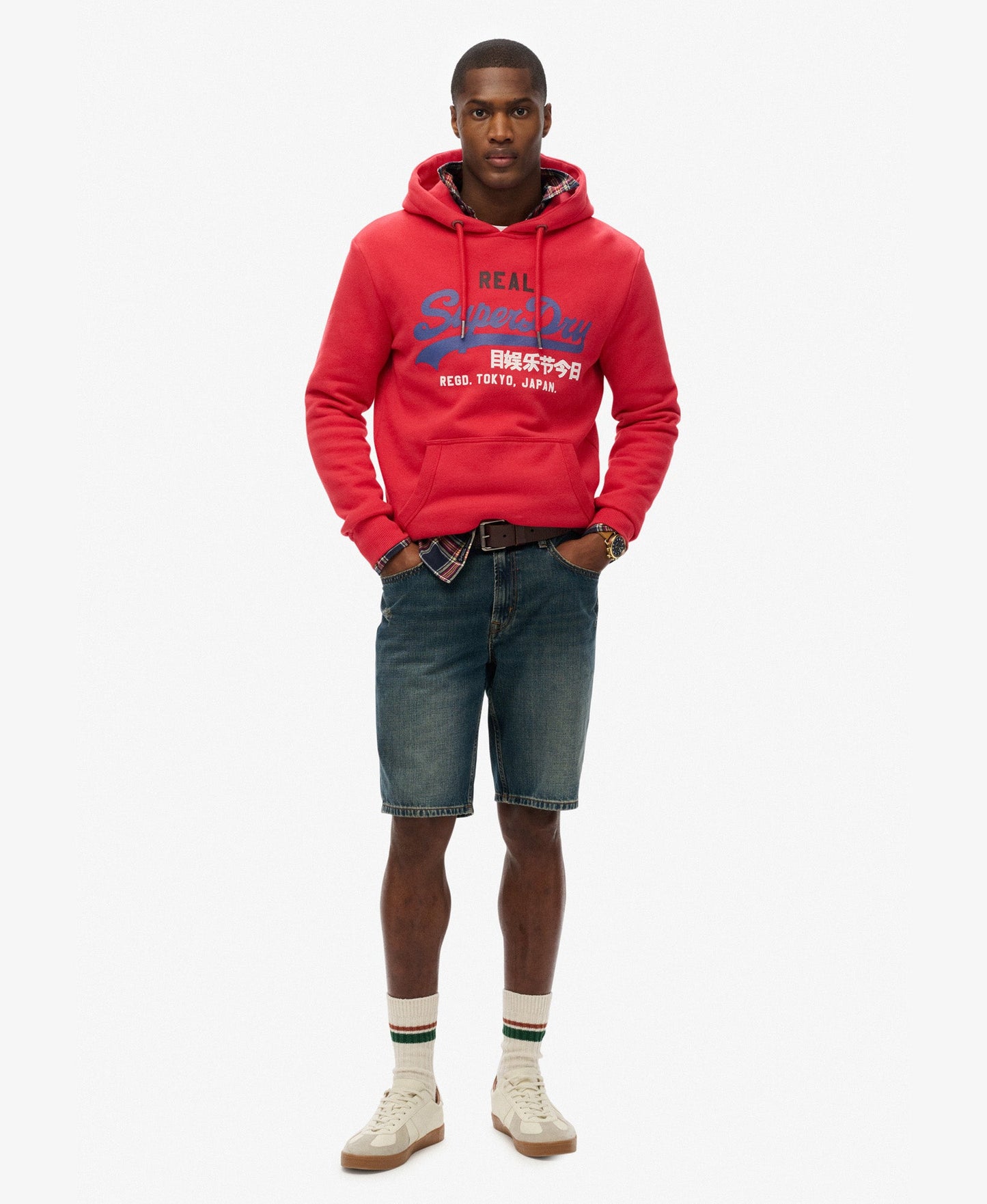 Vintage Logo Tri Slim Fit Hoodie | Risk Red