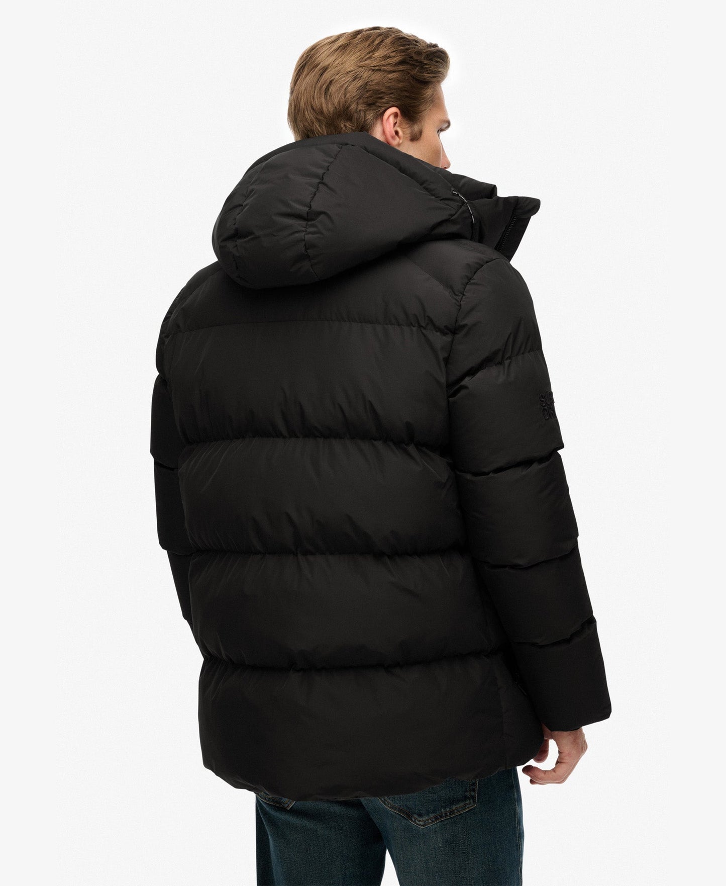 Hooded 5 Baffle Sports Puffer | Black