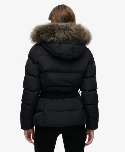Slim Fit Fuji Belted Puffer | Black
