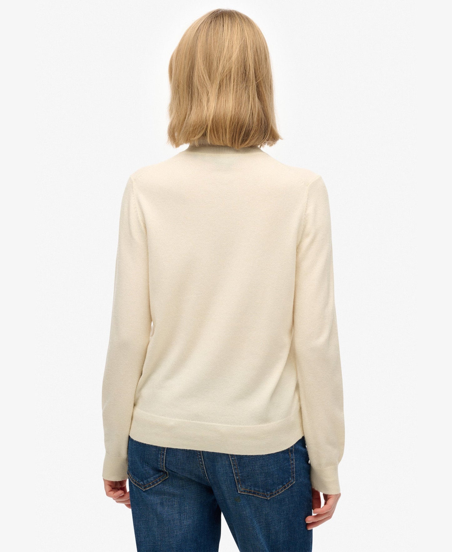Classic Turtle Neck Slim Fit Jumper | Cream Marle