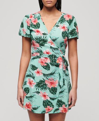 Printed Mini Wrap Dress | Luna Rose Mint