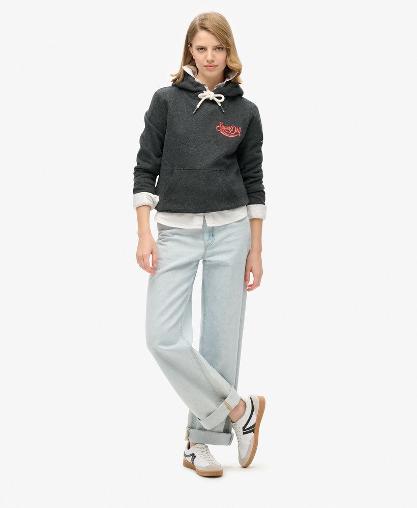 Neon Embroidered Graphic Hoodie | Charcoal Marle