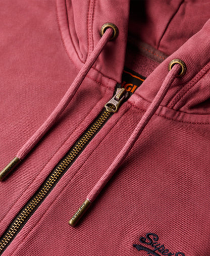 Essential Logo Washed Ziphood | Washed Rich Burgandy