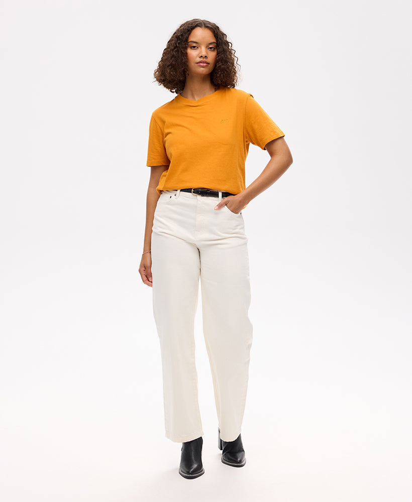 Essential Logo Embroidered Slim Fit Tee | Track Gold