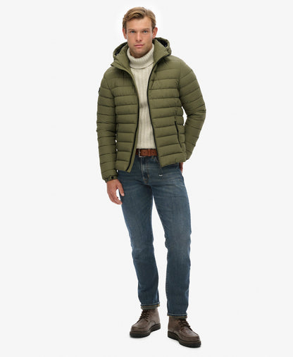 Hooded Fuji Padded Slim Fit Jacket | Shooting Olive