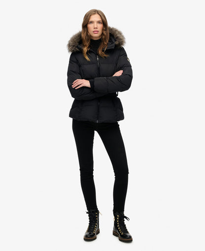 Slim Fit Fuji Belted Puffer | Black