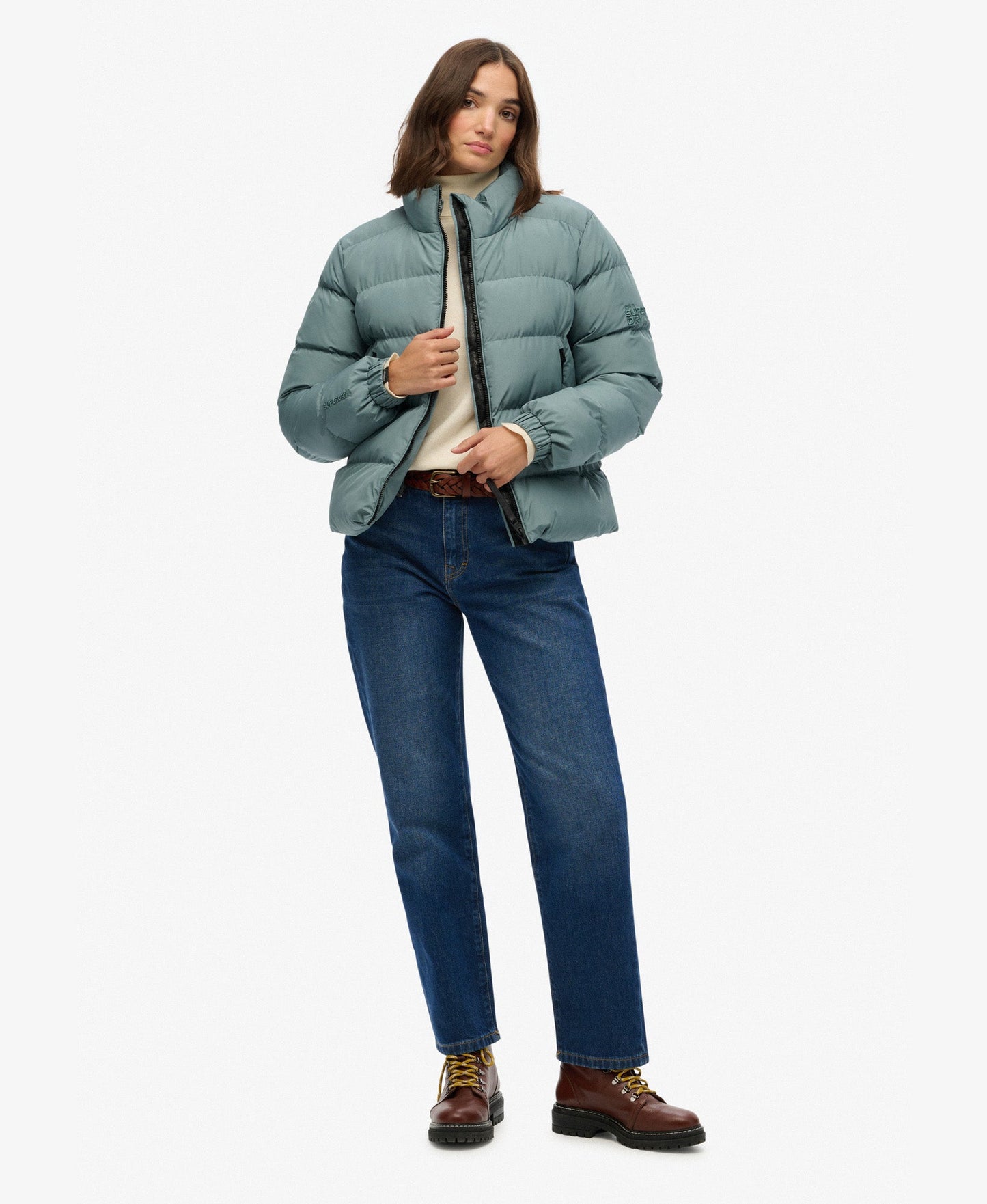Non Hooded Sports Puffer Jacket | Goblin Blue