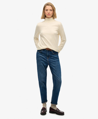 Classic Turtle Neck Slim Fit Jumper | Cream Marle