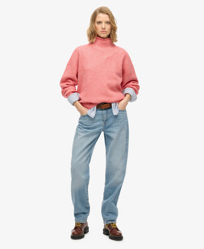 Slouchy Mock Neck Jumper | Dry Red Twist
