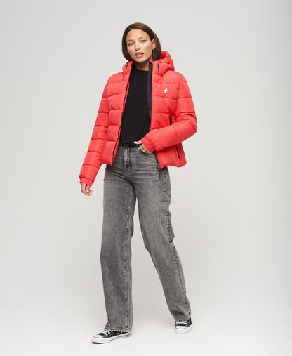 Slim Fit Hooded Spirit Sports Puffer | Active Pink