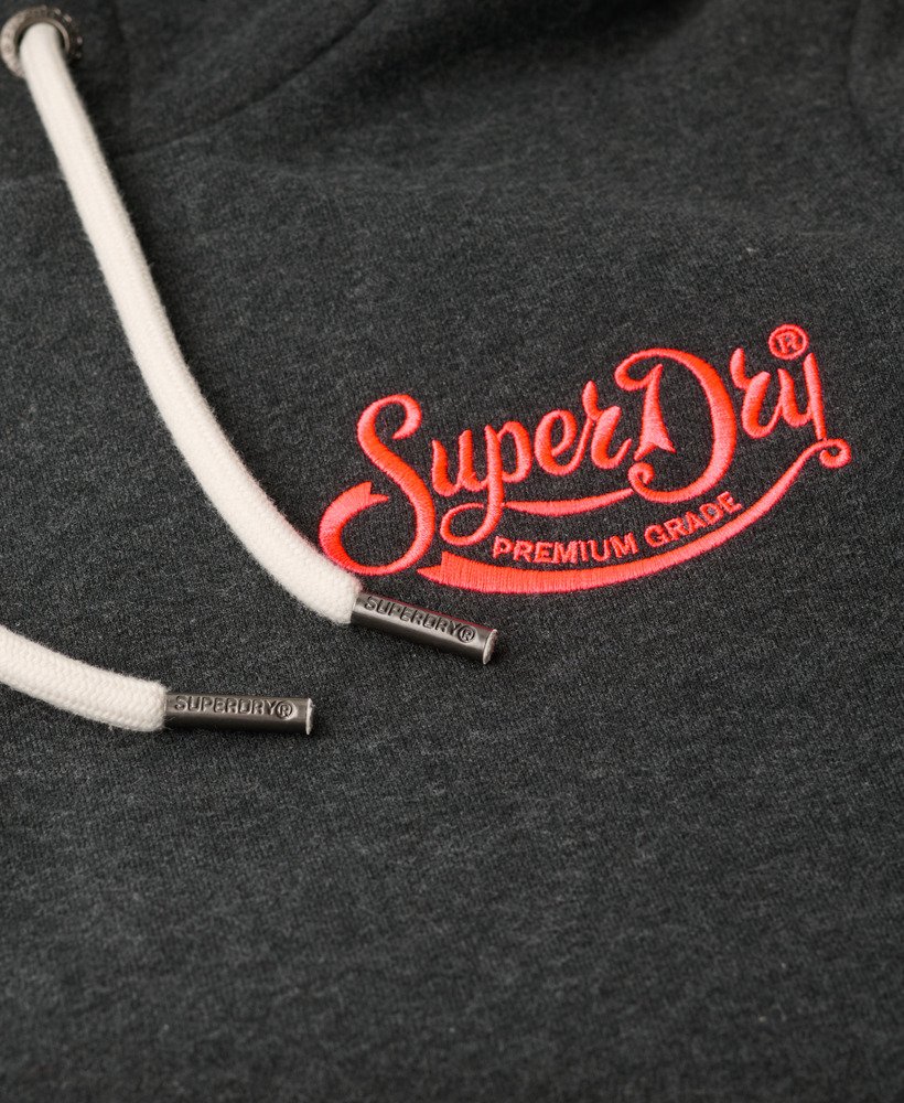 Neon Embroidered Graphic Hoodie | Charcoal Marle