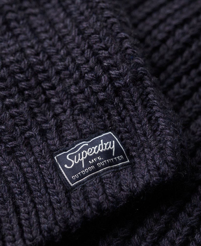 Slouchy Stitch Roll Neck Knit | Navy Marle