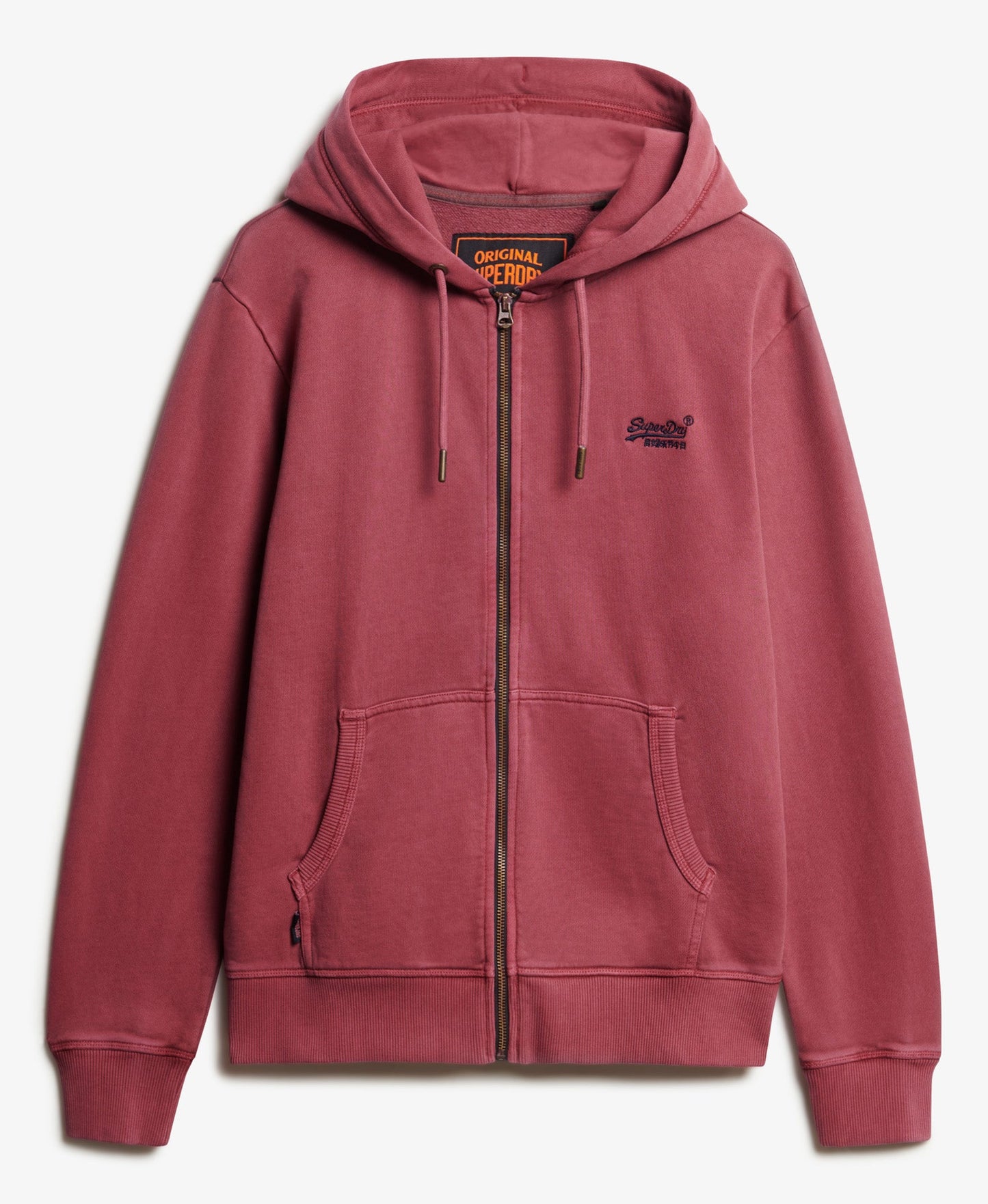 Essential Logo Washed Ziphood | Washed Rich Burgandy