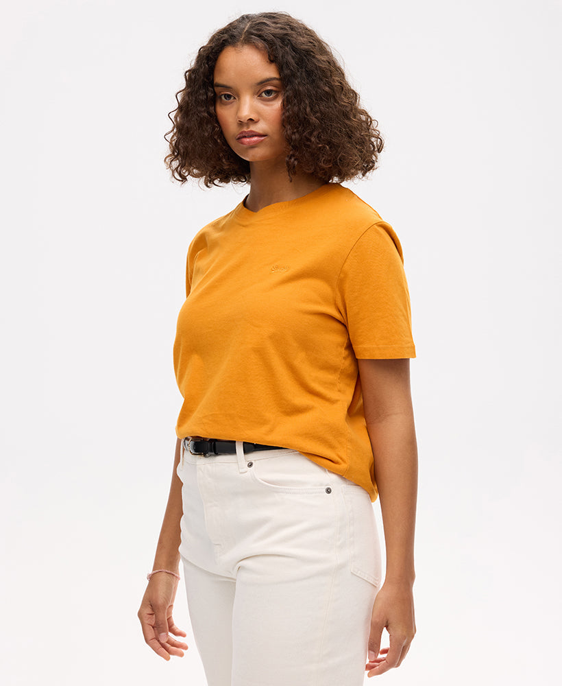 Essential Logo Embroidered Slim Fit Tee | Track Gold