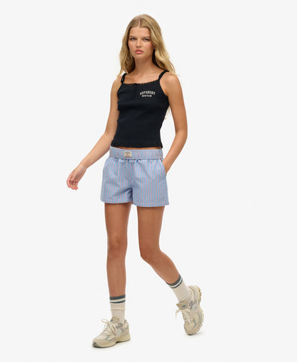 Cotton Stripe Elastic Short | Blue/Pink Stripe