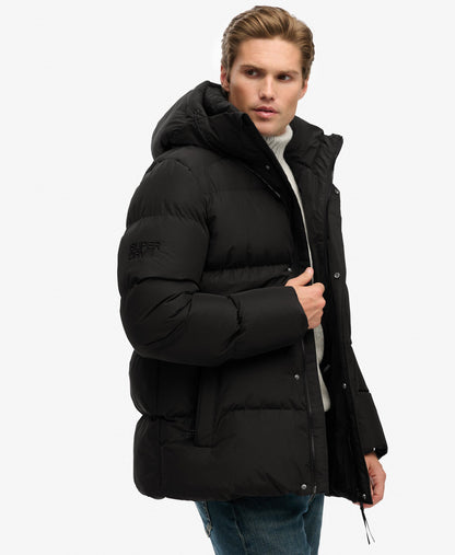 Hooded 5 Baffle Sports Puffer | Black