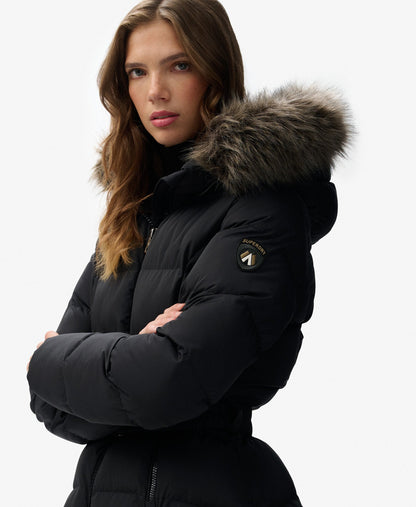 Slim Fit Fuji Belted Puffer | Black