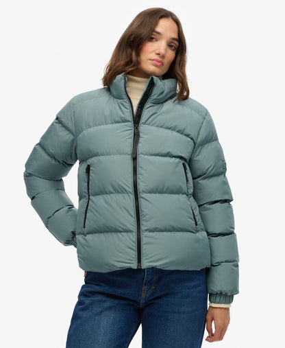Non Hooded Sports Puffer Jacket | Goblin Blue