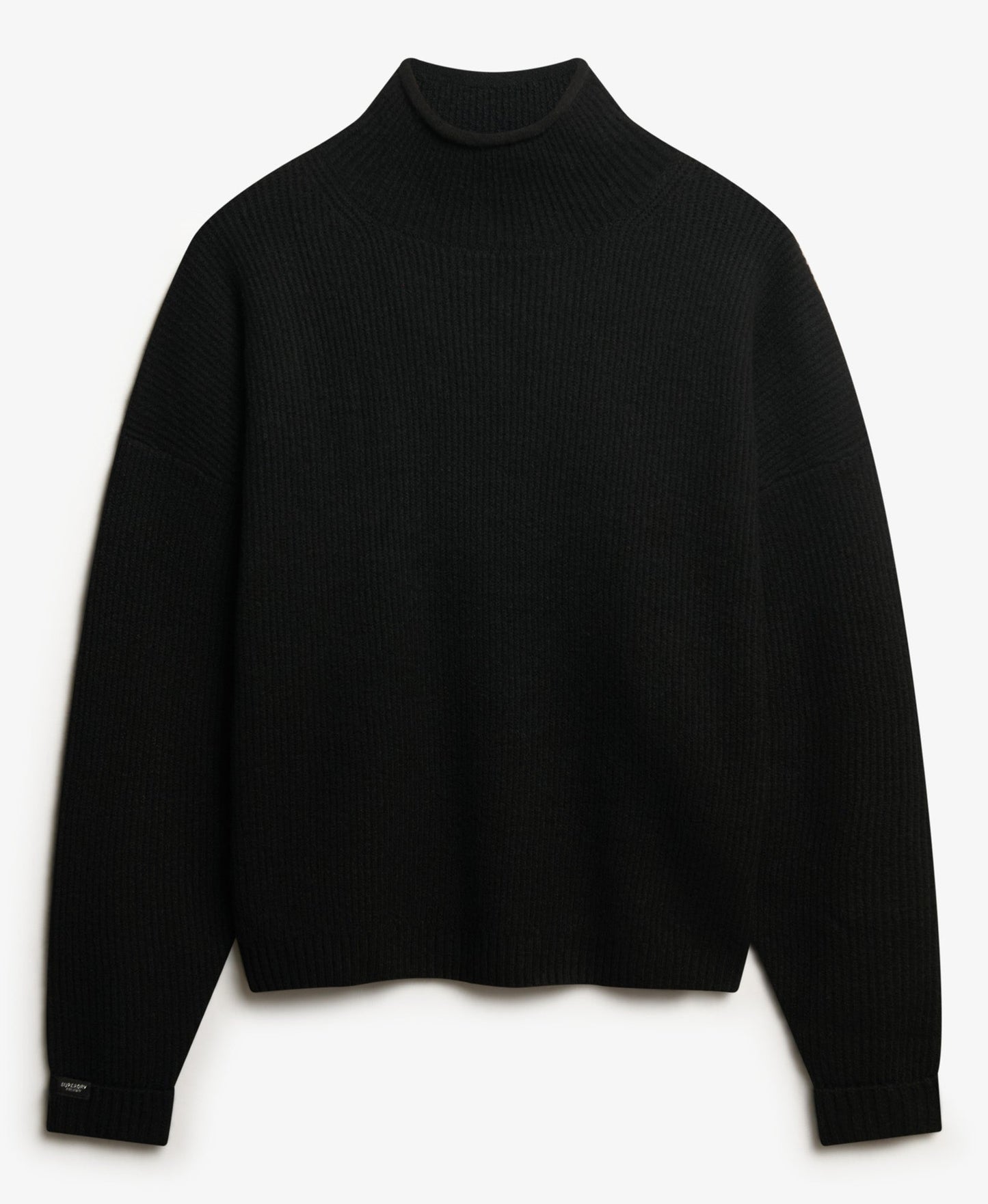 Slouchy Mock Neck Jumper | Black Twist