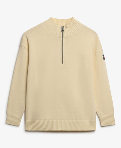 Slouchy Knitted Half Zip | Natural White