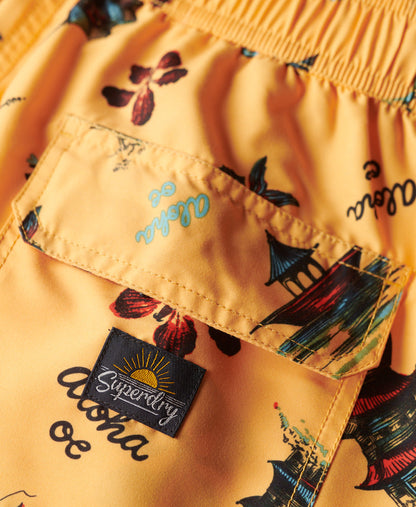 Hawaiian Print Swim Shorts | Aloha Golden Yellow