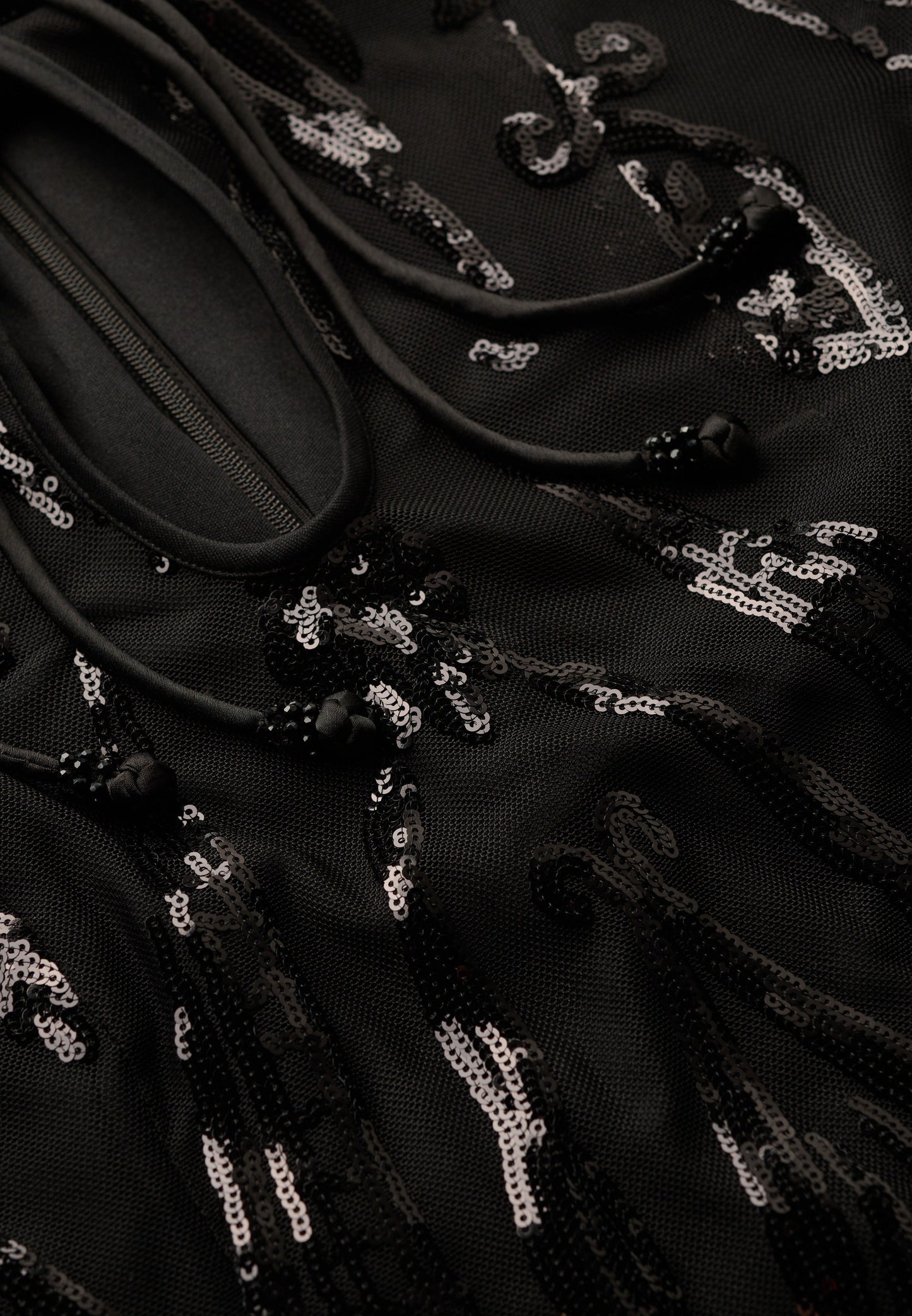 Mandarin Sequin Mini Dress | Art Deco Black Sequin