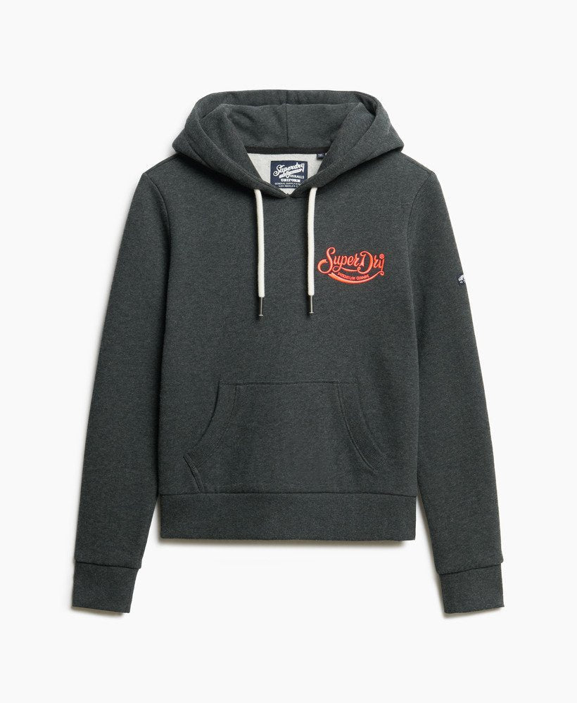 Neon Embroidered Graphic Hoodie | Charcoal Marle