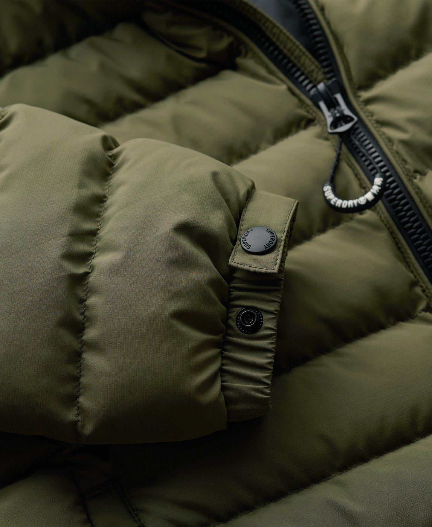 Hooded Fuji Padded Slim Fit Jacket | Shooting Olive