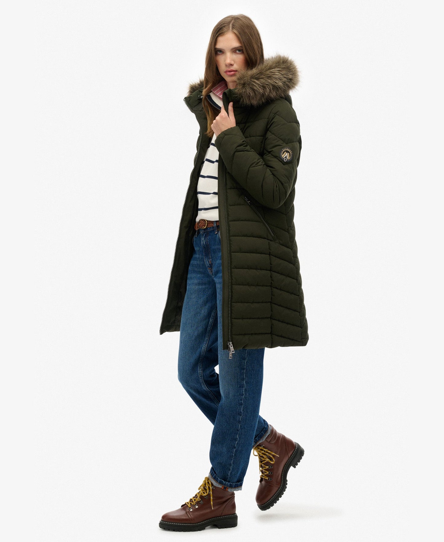 Fuji Hooded Mid Length Jacket | Surplus Goods Olive Green