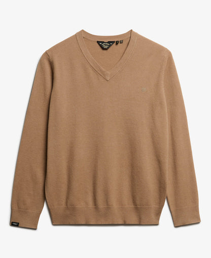 Classic V Neck Slim Fit Jumper | Light Taupe Marle