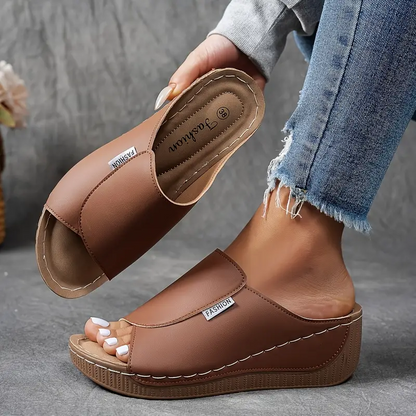 Comfortable Slides with Arch Support - Women's Plain Breathable Sandals