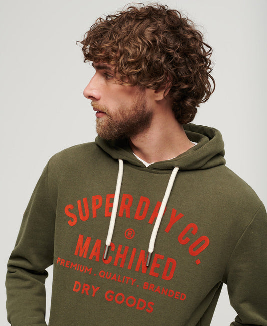 Workwear Flock Graphic Hoodie | Khaki Marle