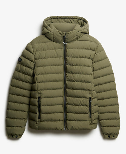 Hooded Fuji Padded Slim Fit Jacket | Shooting Olive